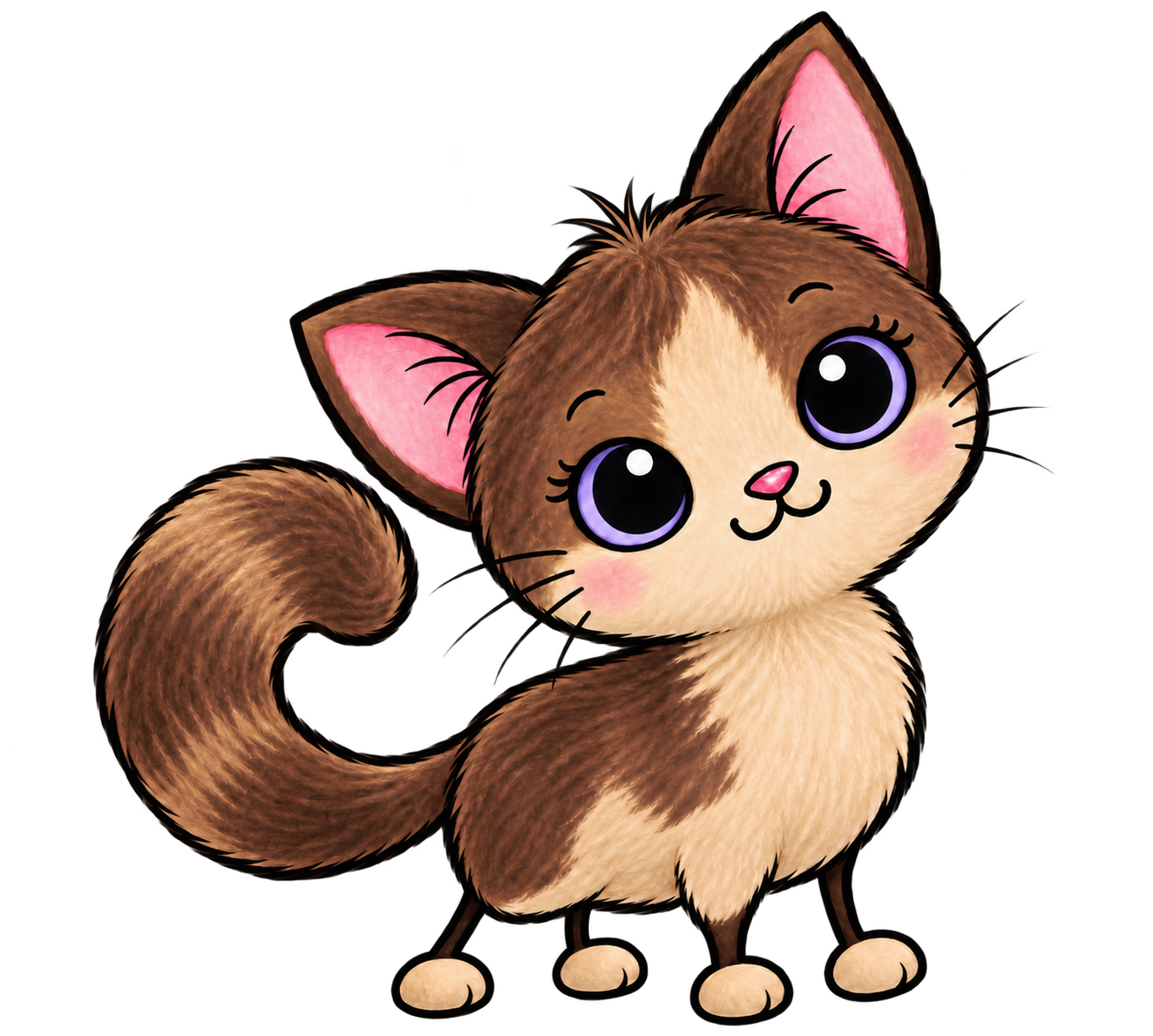 Jilly, a chocolate-and-beige kitten with lavender eyes